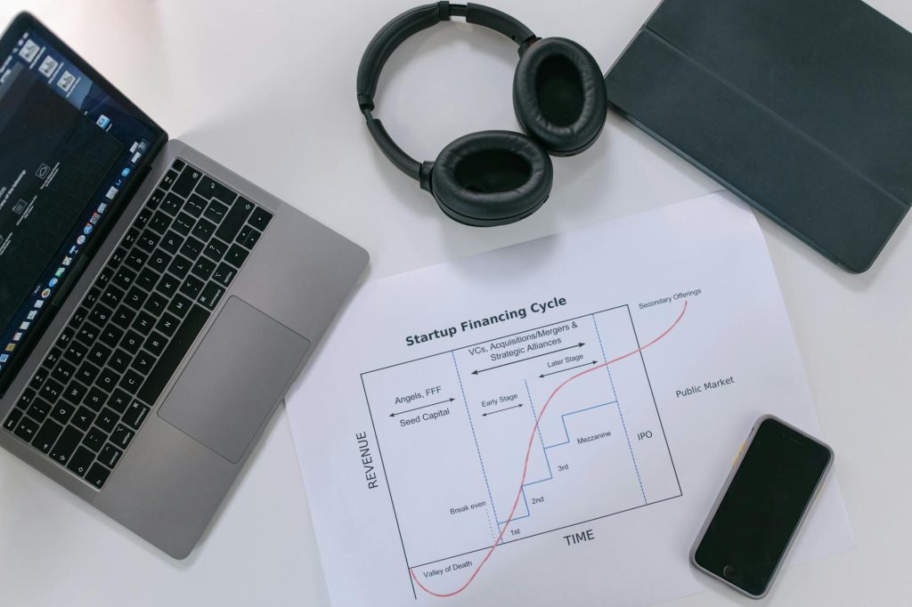 Modern workspace with laptop representing capital raising and startup financing